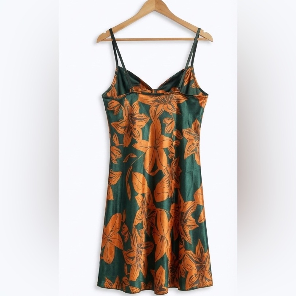 Tropical Floral Satin slip on Mini Dress - Picture 5 of 5